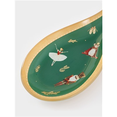 Подставка под ложку новогодняя Доляна «Сказочные истории», 21.5×7.5×1.5 см, стекло, зелёная