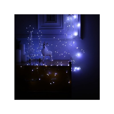 Гирлянда «Конский хвост» 10 нитей по 1 м, IP20, серебристая нить, 100 LED, свечение белое, 8 режимов, 12 В