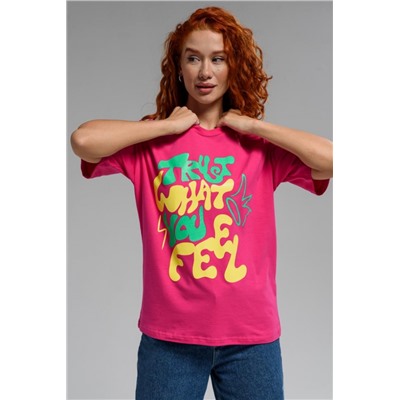 8506/1 Футболка женская оверсайз (Фуксия_trust)