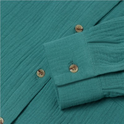 Рубашка женская оверсайз MIST Muslin, размер 42, бирюзовая