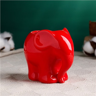 Декоративный горшок для цветов «Слоник», 350 мл, 12×8.5×10 см, керамический, красный