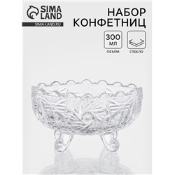 Конфетница «Вихрь», 13.5×9×7.5 см, на ножках, стекло