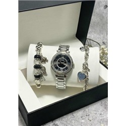 Подарочный набор для женщин часы, 2 браслета + коробка #22853036