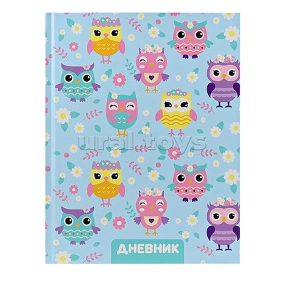 Дневник 1-4кл, тв обл, глянц/лам, 48л, Calligrata "Совы. Паттерн"