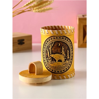 Туес «Лесной Медведь», банка для хранений, береста