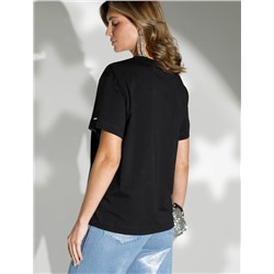 Нарядная футболка с принтом фольгой из премиального хлопка с эластаном