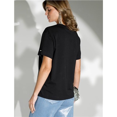 Нарядная футболка с принтом фольгой из премиального хлопка с эластаном