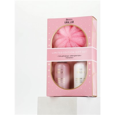 Подарочный набор: гель для душа и крем для тела 2 шт. × 100 мл, мочалка, URAL LAB