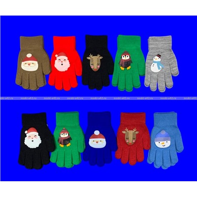 Перчатки детские с начесом НОВОГОДНИЕ арт. 5157