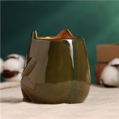 Декоративный горшок для цветов «Лягушка», 300 мл, 8.5×8×9 см, керамический