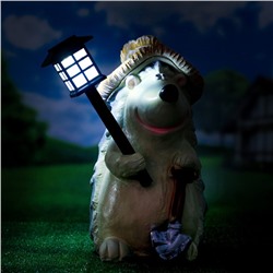 Садовая фигура - фонарь из полистоуна «Ёжик с лопатой», 43 см