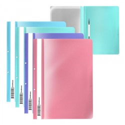Скоросшиватель А4 пластиковый с перфорацией Diagonal Pastel ассорти 50485 ErichKrause