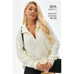 Женский свитер оверсайз с воротником на молнии Happyfox