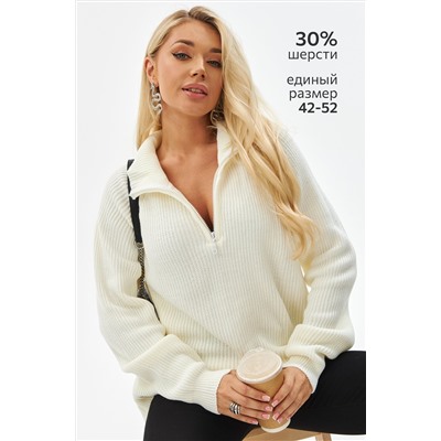 Женский свитер оверсайз с воротником на молнии Happyfox