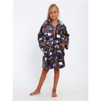 Детский халат 18112 (Коты на сером)