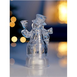 Световая фигура «Снеговик», 13 см, 1 LED, от батареек LR44×3, свечение тёплое белое