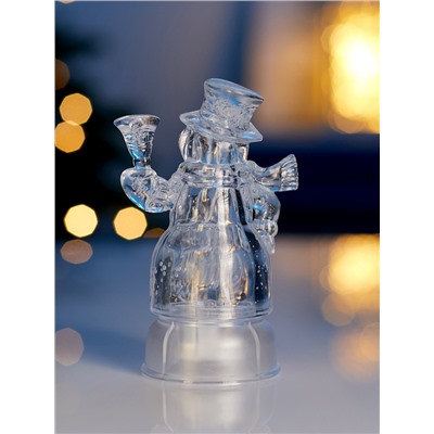 Световая фигура «Снеговик», 13 см, 1 LED, от батареек LR44×3, свечение тёплое белое