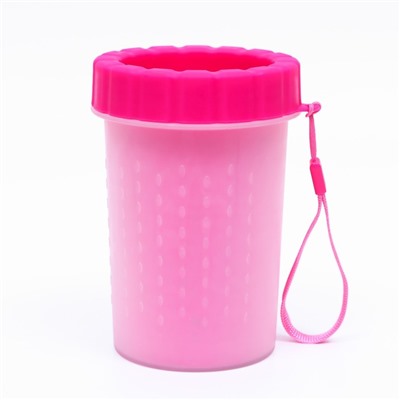 Лапомойка для средних собак с силиконовыми ворсинками 10×10×15 см, розовая