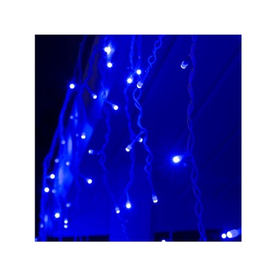Гирлянда «Бахрома» 3×0.6 м, IP44, УМС, белая нить, 160 SMD-LED, свечение синее, 220 В