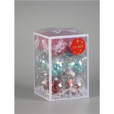 Ёлочные игрушки «Калейдоскоп» сеточка, шары новогодние, d=6 см, набор 12 шт., МИКС