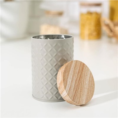 Банка для сыпучих продуктов «Сканди», 430 мл, 11.5×7.3 см, цвет серый