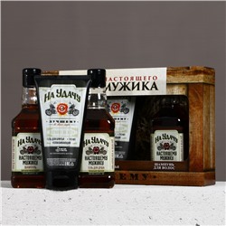 Подарочный набор «На удачу», гель для бритья 110 мл, гель для душа и шампунь для волос виски, 2×250 мл, Чистое счастье