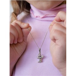 Подвеска из серебра с чернением и фианитом - Ангелочек 925 пробы п043ч