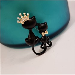 Брошь Кошки с камнями, цвет черный, арт.748.284