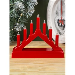 Светодиодная фигура «Красная рождественская горка», пластик, батарейки ААх2 (не в комплекте), свечение тёплое белое
