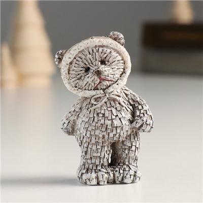 Фигурка полистоун «Мишка в шапке; колпаке, стоит», серый, 4×3×7 см, МИКС