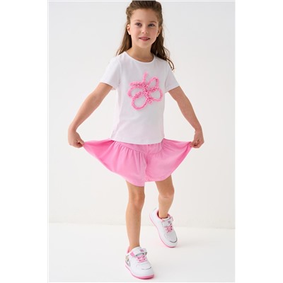 Комплект трикотажный для девочек: фуфайка (футболка), шорты PLAYTODAY, 1240036