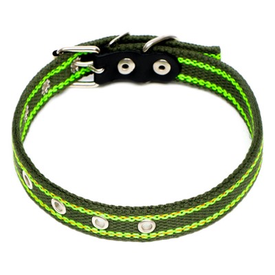 Ошейник брезентовый безразмерный двухслойный, 50×2 см, ОШ 22-45 см, хаки/зелёный