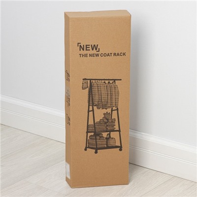 Стойка - вешалка для одежды, 2 полочки, 55×42×160 см, белая