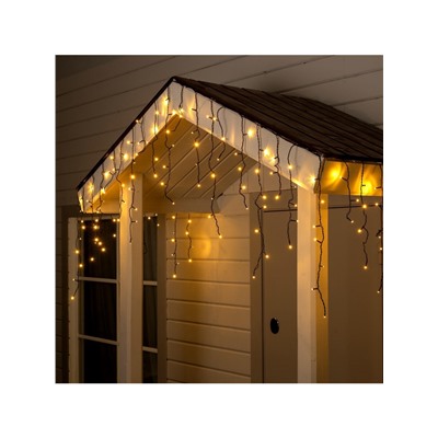 Гирлянда «Бахрома» 4 × 0.6 м, IP44, тёмная нить, 180 LED, свечение тёплое белое, 8 режимов, 220 В