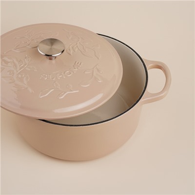 Кастрюля SL Home, 4.2 л, d=24.5 см, h=11 см, с эмалированным покрытием, чугун, бежевая