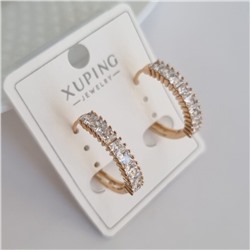 Серьги конго дорожка коллекция "Xuping" покрытие позолота, вставка: фианиты, цвет: прозрачный, Х000640965, арт.001.845