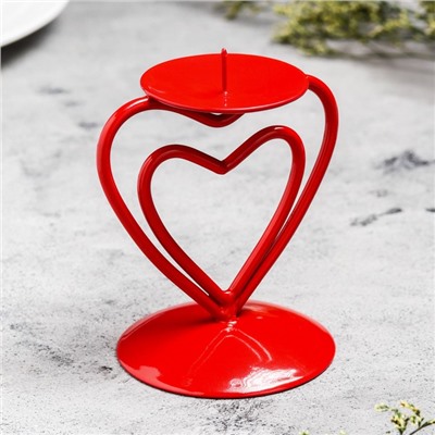 Подсвечник на 1 свечу «Гламур», металл, 9×10.2 см, красный