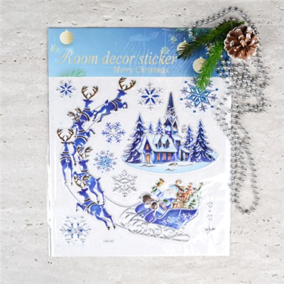 Наклейка новогодняя 38х30 Новый год / 610-286 /уп 12/420/ (Дед Мороз )