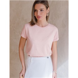 Футболка из эластичного хлопка с принтом стразы