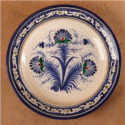 Блинница узбекская Риштанская Керамика «Узоры», d=24 см, керамика, синяя, МИКС