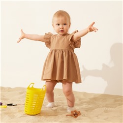 Комплект для девочки (туника, шорты) MINAKU, размер 62-68 см, бежевый