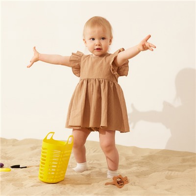 Комплект для девочки (туника, шорты) MINAKU, размер 62-68 см, бежевый