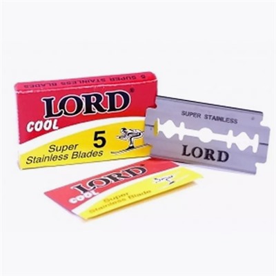 Лезвия для бритья классические двусторонние Lord Super Stainless Cool 5шт.(20X5шт. =100 лезвий) на карте