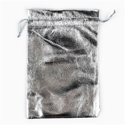 Мешочек подарочный парча «Новогодние игрушки», серебро, 16×24 см