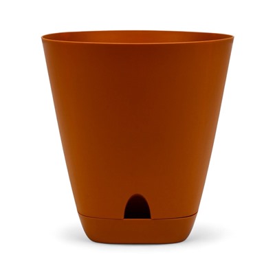 Горшок для цветов «Гранд», 8 л, d=24 см, h=25 см, пластиковый, с прикорневым поливом, коричневый