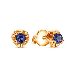 Серьги-пусеты из золочёного серебра с кварцем п6-944з208