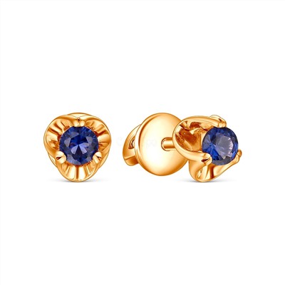 Серьги-пусеты из золочёного серебра с кварцем п6-944з208