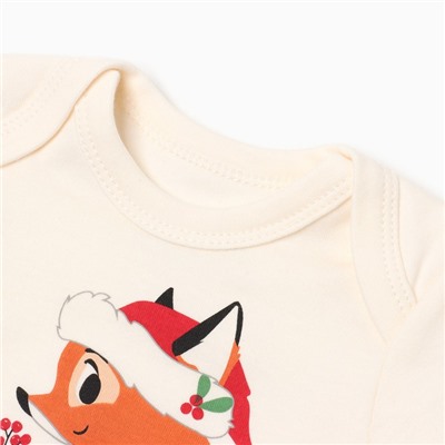 Боди детское с длинным рукавом «Крошка Я» Christmas, рост 62-68 см, молочное