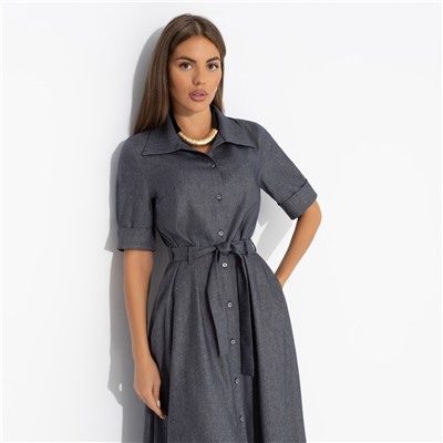 Платье приталенного силуэта, День обещает быть стильным (с поясом)