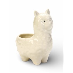 Декоративный горшок для цветов «Лама Лёля», керамический, 200 мл, 15×8×12 см, с поддоном, белый, Greengo